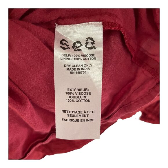 Sea New York Size 4 Red Azzedine Mini Dress Long Sleeve Boho Peasant Flaw - Picture 16 of 16